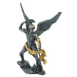 13.38 Inch Archangel Uriel Decorative Figurine, Pewter and Gold Color