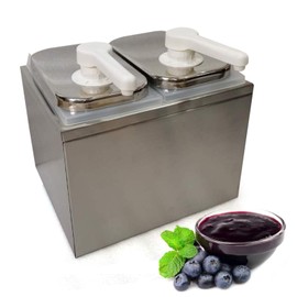 SNKOURIN Sauce Dispenser Pump, 4L Double Head Food Dispenser Stainless Steel Condiment Pump Dispenser for Sauces, Ketchup, Salad Dressings and Other Liquid Sauces