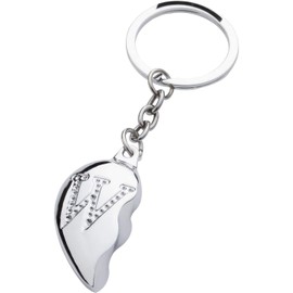 BRUBAKER Partner Pendant Keyring Broken Heart + Engraving with Your Personal Initials, silver