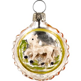 Miniature Glass with Horse and Orange Nubs, Patinated