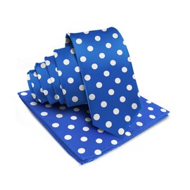 Vittorio Farina - Corbata de lunares y bolsillos cuadrados – Juego de corbatas para hombre – Accesorios de moda para hombre para cualquier ocasión, Royal & White (02), Talla única