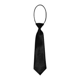 Siliget Pre-Tied Kids Necktie 28cm, Elastic Boys Neck Tie Satin Plain Colored Formal Tie for Wedding, Kids Graduation Prom, Celebration (Black)