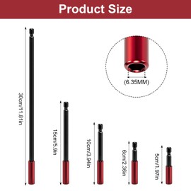 5-Piece Bit Extension 1/4 Inch Hex Shank Bit Holder Long 50/60/100/150/300 mm Bit Extensions Magnetic Bit Extension for Impact Wrench Screwdriver
