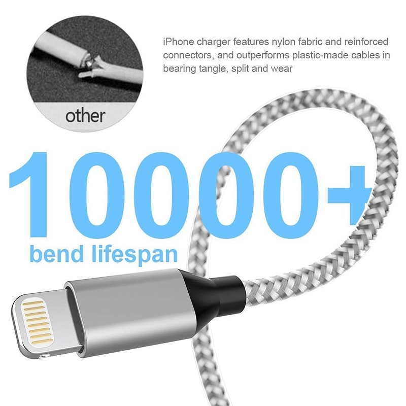 [Apple MFi Certified] 6Pack[3/3/6/6/6/10ft] iPhone Charger Lightning Cable Compatible iPhone