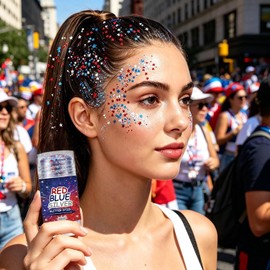 Barra De Purpurina Corporal Brillo Rojo, y Azul Resistente al Agua Purpurina Holográfica Para Maquillaje Facial Para Desfiles Festivales De Música Bajo Ojos Pómulos Clavículas Mujeres