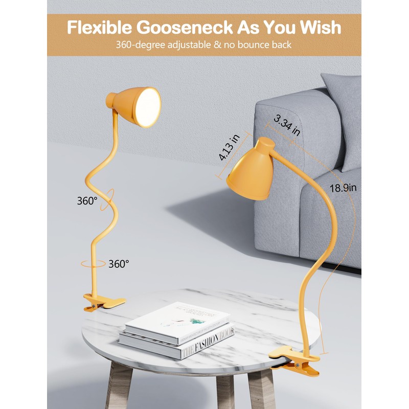 BOHON Clip on Light, 10W 38 LED Desk Lamp with