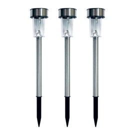Trade One 30089 Stainless Steel Solar Garden Light, Set of 3, Silver, Diameter 0.2 x 13.4 inches (5 x 34 mm)