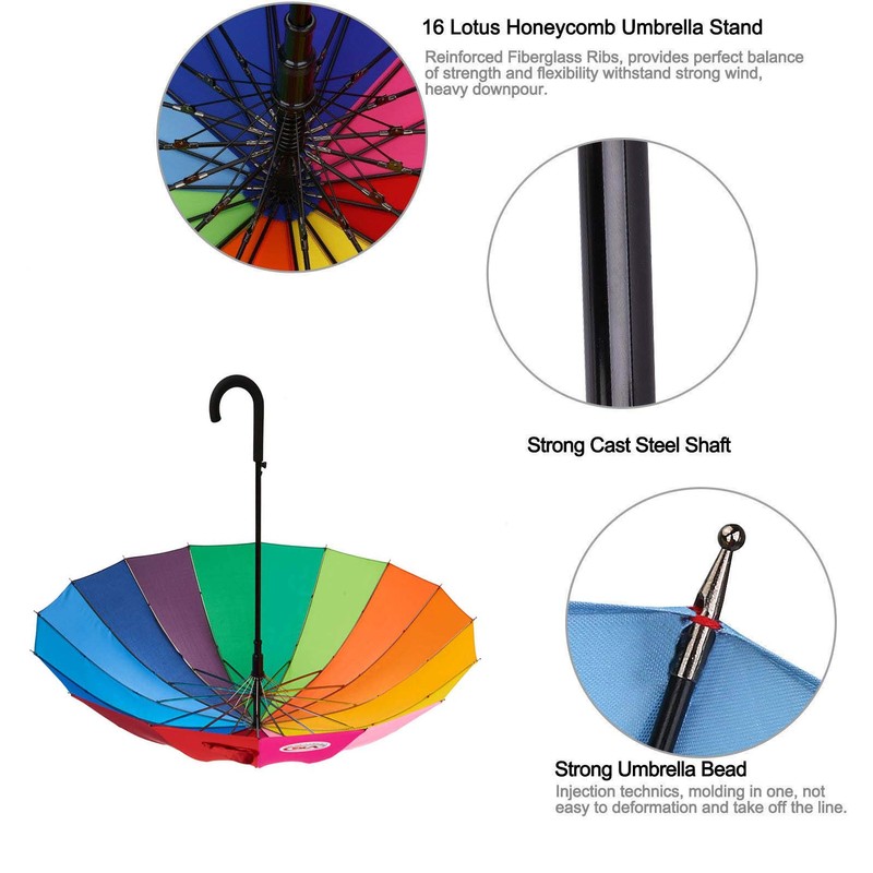 Variety To Go® Rainbow Umbrella, Rainbow Umbrella Large, Compact, Windproof,