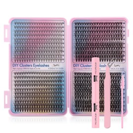 Sporgo Wimpern Extensions Set: 9-16mm Mix Länge Vorgefertigte Fächer Wimpern 10D 20D 30D 40D Lash Extension Set, 800 PCS Fertige Volumen Lashes Extension Set mit Lash Bond und Seal Lash Tweezers