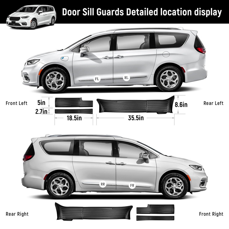 YOJOJOCO 6PCS Door Sill Protector for Chrysler Pacifica 2017-2025 Accessories