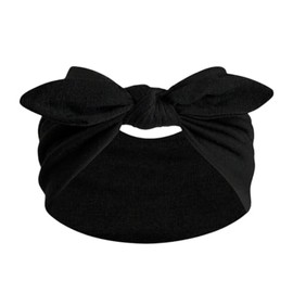 Womens Bow Headband, Elastic Hair Wrap, Wide Knotted Style (Black, One Size)