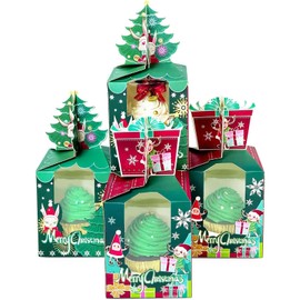 qiqee Christmas Original Cupcake Boxes Individual Cupcake Holders Disposable 50pcs Single Cupcake Boxes with Window 3.7"*3.7"*4.3" Cupcake Containers