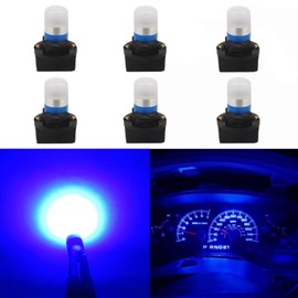 WLJH Blue T10 Led Bulb Dash Lights Dashboard Instrument Panel Cluster Gauge 2825 194 w5w Car Interior Lamp Twist Sockets Pc195 Pc194 Pc168, Pack of 6