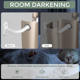 JRZOO Wrap Around Curtain Rods White, Blackout Heavy Duty Curtain Pole for Windows 48 to 84 Inch, 1" Decorative Room Darkening Curved Modern Drapery Rod (White/Unique Design/All Metal)