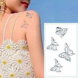 T0375-1 Butterfly Sticker Fashion Tattoo 4pcs Tattoo 1 Sheet Decorating Pretty Blue / T0375-1 나비 스티커 패션 문신 4pcs 타투 1매 꾸미기 이쁜 블루