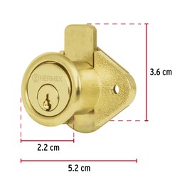 Hermex CM-21L, Cerradura para mueble, acción vertical, modelo 21, acabado en latón