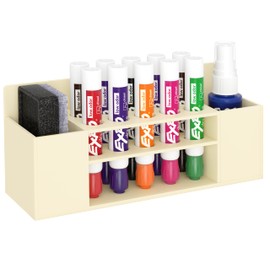 HBlife Acrylic Dry Erase Marker Holder Wall Mount, 10 Slots Whiteboard Marker Holder for Office, School and Home, Marker, Eraser and Whiteboard Cleaner Not Included, Beige