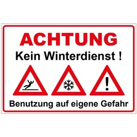 Sign No Winter Service PVC Hard Foam Board 300 x 200 mm - 3 mm Thick with Warning Symbols