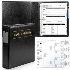 Family History Binder 3 Ring 50 Family Group Sheets 12th Generation 16 Sheets Genealogy Binder Dividers Family Tree Chart Genealogy Supplies with Pen Loop PVC Pocket For Organizer Family History Black