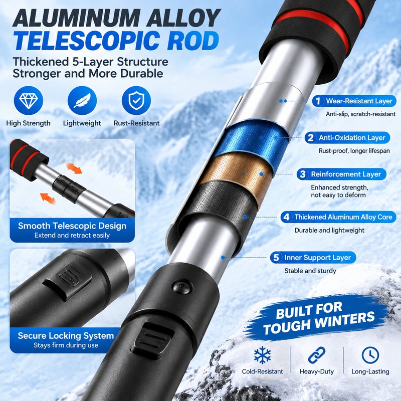Extendable Car Snow Shovel Ice Scraper Winter Auto Windshield Cleaner