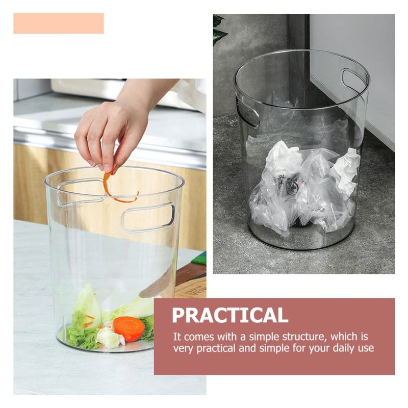 SEWACC Clear Waste Basket Plastic Trash Can Small Wastebasket Garbage