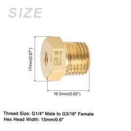 METALLIXITY Brass Hose Fitting Connector (16.5mm/0.65") 2Pcs, G1/4" Male to G3/16" Female Thread Hose Tube Nozzle Adapter - for Home Water Pipe