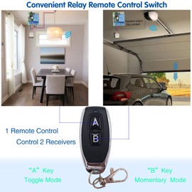 DieseRC DC 12V Interruptor de Control Remoto de Radio inalámbrico 2 receptores de relé RF con 2 transmisores 433Mhz EV1527 Interruptor de Control Remoto programable de código de Aprendizaje