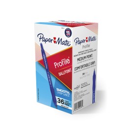 Paper Mate Ballpoint Pen, Profile Retractable Pen, Medium Point (1.0mm), Blue, 36 Count