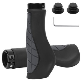 Ergonomic Handlebar Grips for Mountain Bikes Single Sided Aluminum Locking Mechanism High-Density Rubber Hard Plastic Material Compatible with 22.2mm Handlebars (Grey（Upgrade‌）)