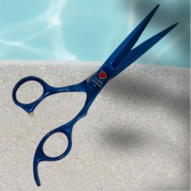Cynamed 1 Each- Hair Cutting Scissors With Finger Rest - Titanium Blue Razor Sharp