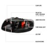 Projector Headlights w/SMD LED Light Strip (Black Housing/Clear Lens) Made
