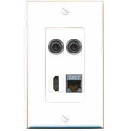 Wall Plate City [4 Ports] 2 3-5MM CAT7 HD Wall Plate DecorZ White