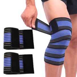 2 Pcs Support Brace Knee Bandage Calf Support 90cm Adjustable Sports Knee Wraps Elastic Calf Compression Bandage Sleeve Kn ee Brace Elastic Kne e Sup port for Kn ee Elbow Wrist Ankle(Blue-black)