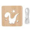 Wood Carving Lamp Dinosaur Hollow Pattern Warm White Light USB
