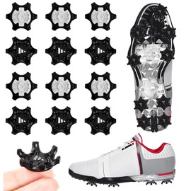 Luxiremi Pack of 12 Golf Shoe Spikes Studs Replacement Tooth Stinger Screw Cleats Quick Rotation Metal Thread Easy Installation Accessories Provides Golfer with Traction