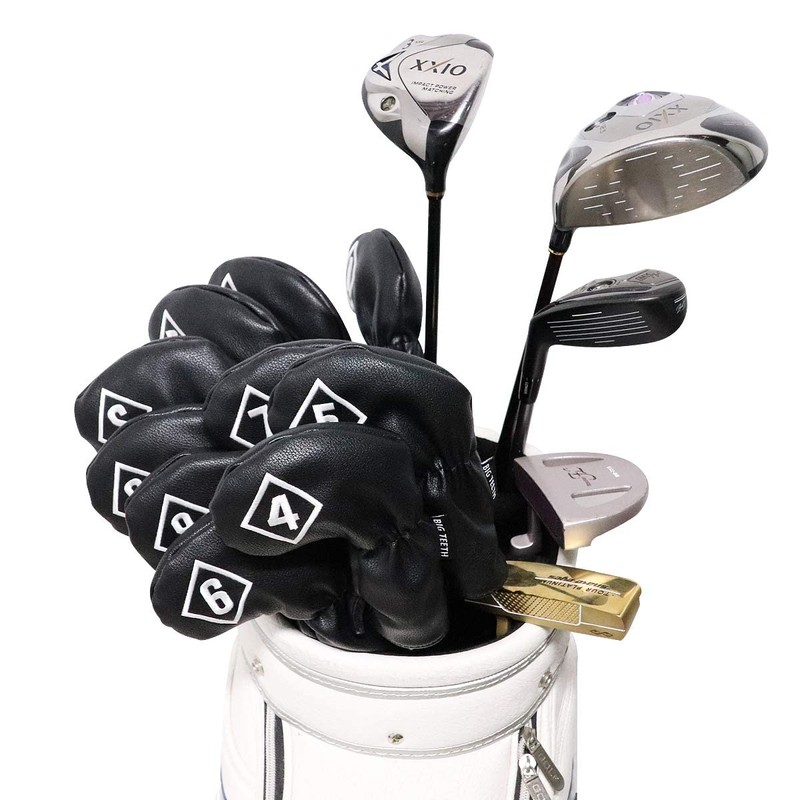 BIG TEETH Golf Iron Head Covers Headcovers 10Pcs/set 4-9,P,A,S,X Club