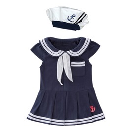 LXKIKMM Baby Girl Nautical Dress Sailor Suit Jumpsuit Romper with Cap