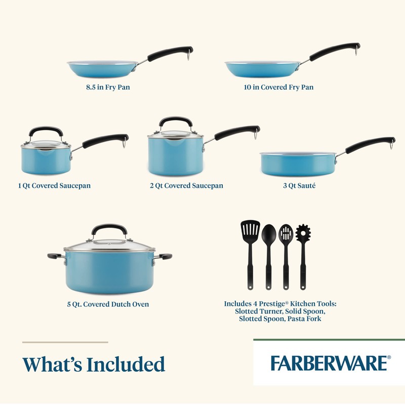 Farberware EcoAdvantage Ceramic Nonstick Cookware/Pots and Pans Set, 13 Piece,