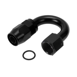 A ABSOPRO Male Flare Reducer Hose Fitting Adapter TF-1001-AN10 180° Fuel Line Connector Aluminum with O-ring Black