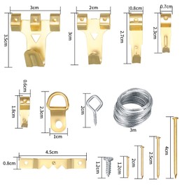 300 Pcs Picture Hanging Hooks Kit, Wall Picture Hanging Hooks Set, Heavy Duty Picture Hangers with Nails, Picture Hanging Wire, D Ring, for Wall Pictures Frames Photoes Hanging Hooks