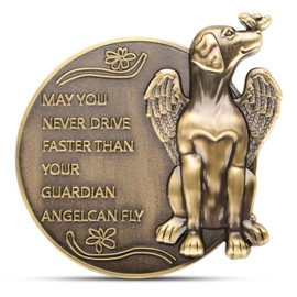 Superkred Guardian Dog Angel Visor Clip - Traditional-Modern Bronze Car Accessory, Perfect for Dog Lovers