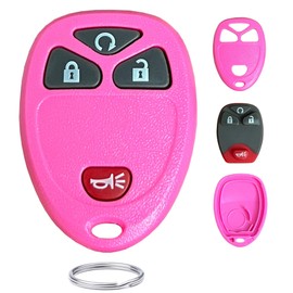 Kepdul Replacement for 2007-2014 Chevy Equinox Avalanche Silverado Escalade Tahoe Suburban GMC Yukon Keyless Entry Remote Smart Keys Case (4A-Button-Pink)