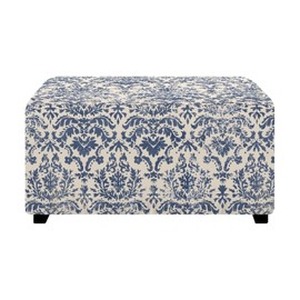 Tnasranmo Retro Pattern Large Ottoman Cover Footstool Covers Footrest Slipcover,Rectangle Piano Bench Cover Pouf Cover,Wateproof Storage Ottoman Cover,Easy Going Footrest Slipcovers