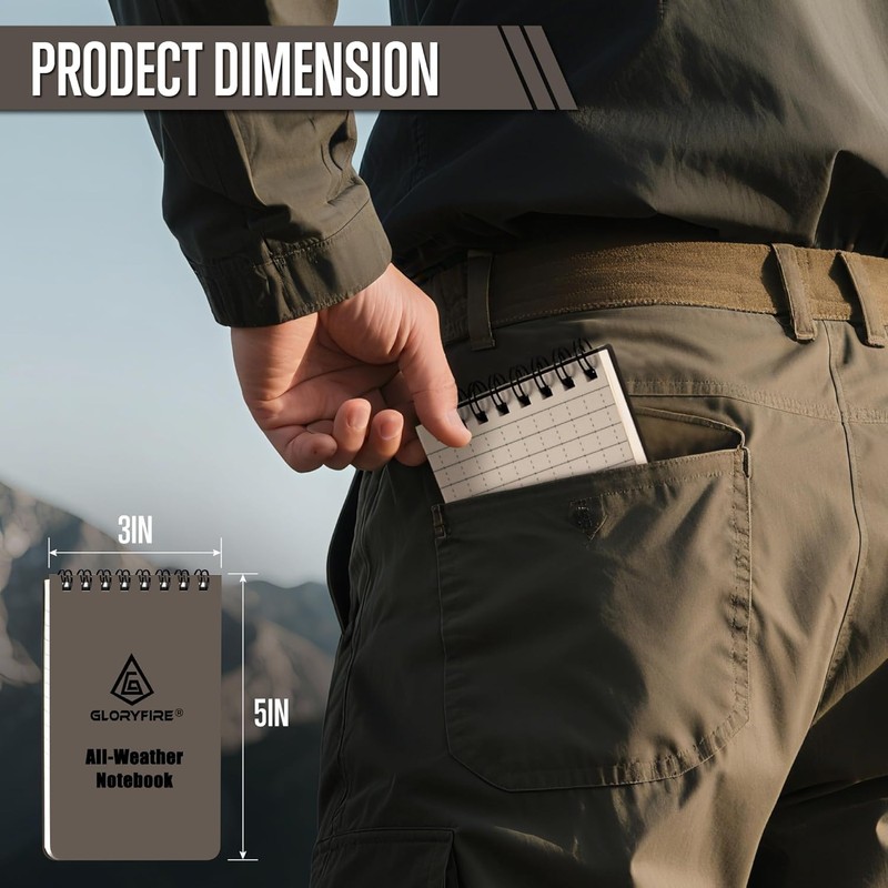GLORYFIRE Waterproof Notebook Tactical All-Weather Spiral Memo Paper Notepad with