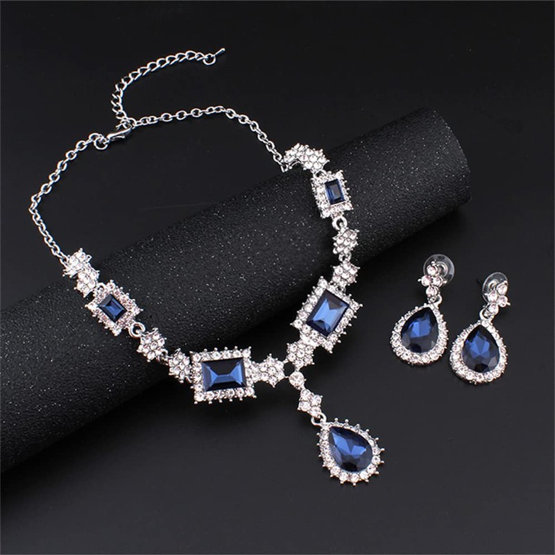 JWICOS Juego de collar y pendientes de novia con forma