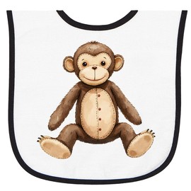 inktastic Vintage Knitted Plush Monkey Baby Terry Cloth Bib White and Black 464d0