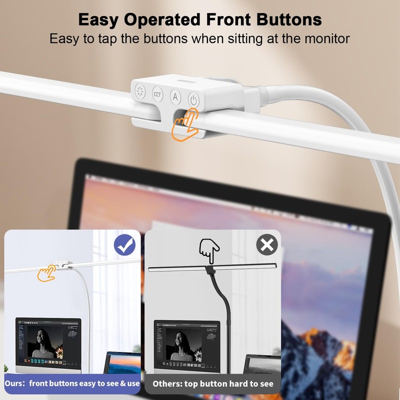 EppieBasic LED Desk Lamp, 24W Double Head Desk Light,Architect Clamp