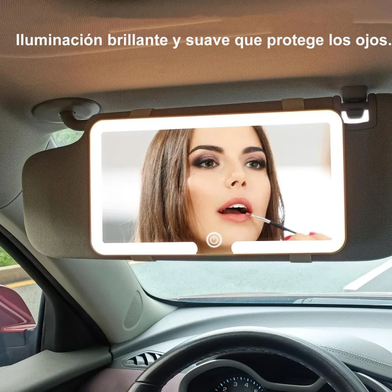 Espejo De Maquillaje De Visera De Coche Con 3 Modos