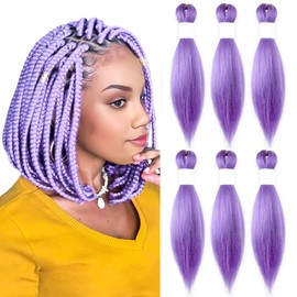 KAVSORAPI Braiding Hair 10 Inch Pre Stretched Hair Colored Short Straight Crochet Braids Yaki Texture Synthetic Fiber 6 Packs (Light Purple)