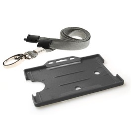 Customcard ltd® Holder and Lanyard Neck Strap with Lobster Metal Clip for ID Badge, ID Card - Colour Grey. Recyclable Holder and ECO Friendly Lanyard (Grey)